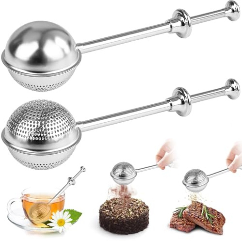 Alethron Teezange für Losen Tee, 2 Stile Teesieb für Losen Tee, 304 Edelstahl Teaballs mit Teleskopgriff, Tee Sieb, Teekugel Mehlsieb Edelstahl für Kakaopulver Gewürze Zucker