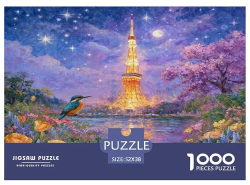 Puzzle Martin-pêcheur 1000 Pièces pour Adultes Et Enfants, Jeu De Société Convivial, Casse-tête Buisson Fleuri, Home Decor, Idée Cadeau 52x38cm/1000pcs