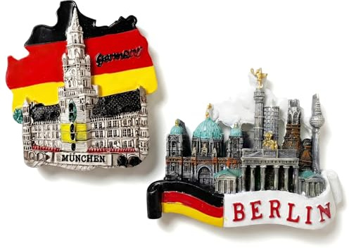 LEMONSTONE 2 Stück Kühlschrankmagnet Souvenir Deutschland, Dekorative Magnete Kühlschrank, Munich Berlin Souvenirs, Typisch Deutsche Geschenke, für Reiseandenken, Mitbringsel & Geschenkidee