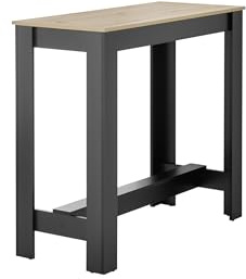 möbelando Bartisch Modesto 115x103 cm – Moderner Stehtisch in Artisan Eiche & Schwarz – Melamin Tischplatte, platzsparend & pflegeleicht – Ideal für Küche, Wohnzimmer & Partys