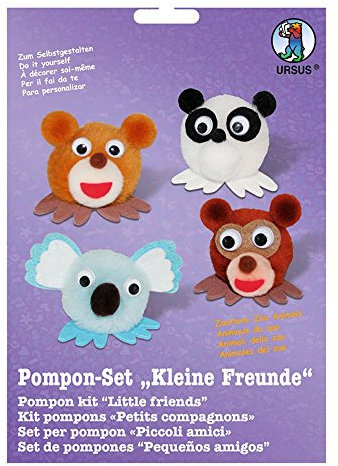 Ursus 39440004 - Pompon Set Kleine Freunde Zootiere, Selbstgestalten