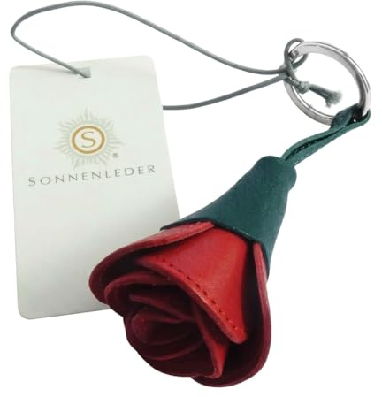 Sonnenleder - hochwertiger Schlüsselanhänger Bizet Farbe: Rot/Grün *Echtes Leder*