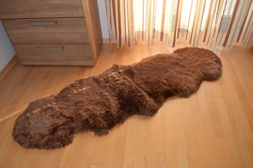 Naturasan Tapis double en fourrure de mouton, peau, tapis Duplo (fait de 2 peaux), Flokati Shaggy, tapis en fourrure de plaine à poils longs, peau d'agneau, Camel (Duo)