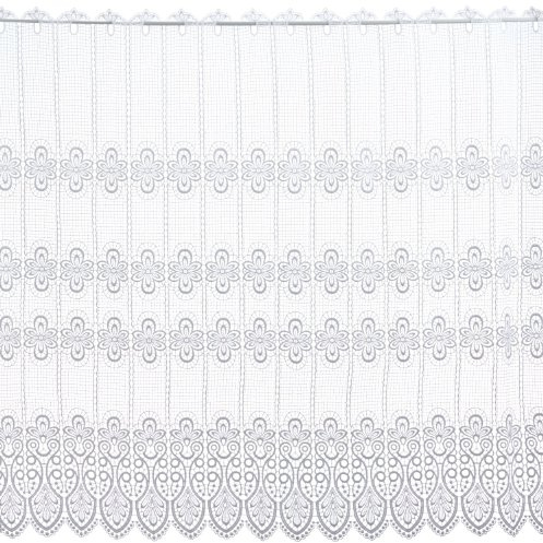 Plauener Spitze by Modespitze, Store Bistro Gardine Scheibengardine mit Stangendurchzug, hochwertige Stickerei, Höhe 112 cm, Breite 96 cm, Weiß