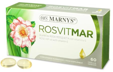 Marny's Rosvitmal Perlas de Aceite de Rosa Mosqueta con Vitamina E, 60 Cápsulas