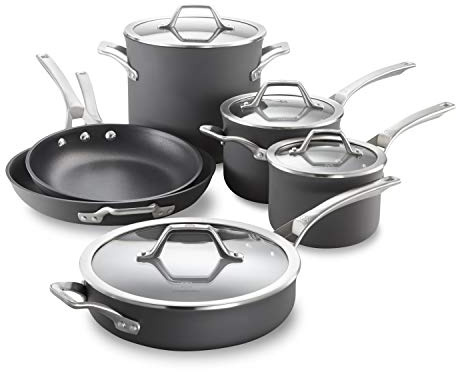 Calphalon Signature Hard Anodized Nonstick Cookware Set, 10-piece, Grey