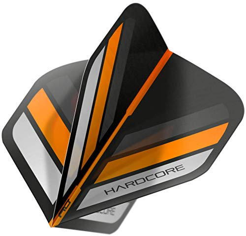 RED DRAGON Hardcore XT Schwarz and Orange Stripe Extra Dicke Standard Dart Flights - 5 Sätze pro Packung (15 Dart Flights insgesamt)
