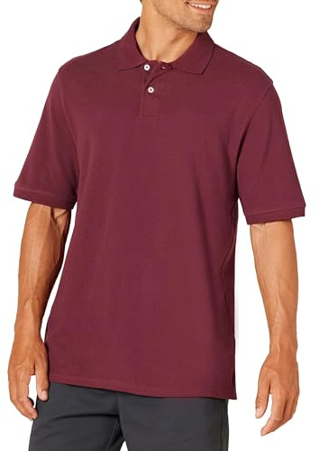 Amazon Essentials Men's Regular-Fit Short-Sleeve Cotton Piqué Polo Shirt (Available in Big and Tall), Burgundy, XXL