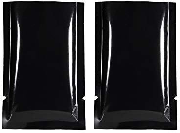 QQ Studio 200PCS Glossy Mirror Black Metallic Foil Mylar Open Top Bags 9x13cm (3.5x5.1)