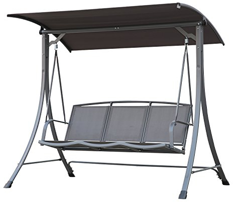 Angel Living 5869200 Hollywoodschaukel Gartenschaukel 3 Sitzer mit Sonnenschutz aus Stahl,Polyester