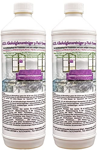 A.K.B. Alkoholglanzreiniger 5-Fach Konzentrat, Wischroboter Reinigungsmittel (idealer Bodenreiniger, Hartbodenreiniger), 1392 (2 x 1L Flasche),Allzweckreiniger,Allesreiniger