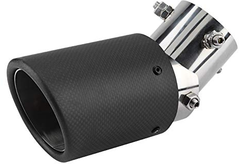 Auto Auspuffrohr, Auspuff Endschalldämpfer, Carbon Style Auto Einstellbare Einzelauslass Auspuffrohr Schalldämpfer Endrohr Edelstahl Chrom-Ende63-89mm