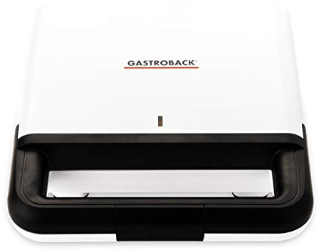 GASTROBACK, weiß/schwarz 42443 Design Sandwichmaker, 750 Watt, antihaftbeschichtete Toastplatten, klein/kompakt