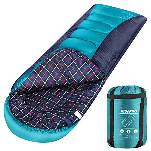 Sac de Couchage RISEPRO léger, Portable, 1,6kg étanche 3-4 Saisons pour Temps Chaud et Froid avec Sac de Compression pour Adultes et Enfants – Intérieur et extérieur : Camping, randonnée RB8627G