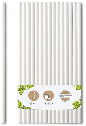 BIOZOYG Jumbo Papier Trinkhalme 23cm Strohhalm 8mm Ø I Trinkhalm biologisch abbaubar I weisse Strohhalme umweltfreundlich I Party Trinkhalme für Smoothies I Papierstrohhalme 3450 Stück
