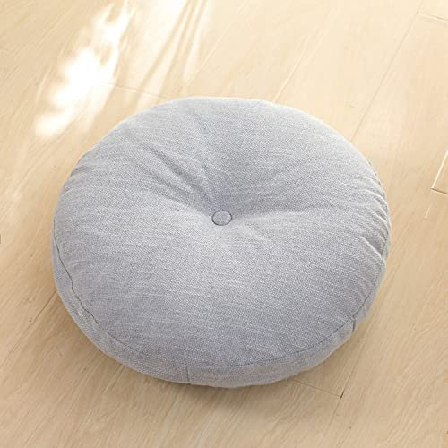 ZZZYZ Runde Baumwollleinen Yoga Sitzkissen Super Soft Cord Meditationskissen Waschbar Atmungsaktiv Yogakissen Für Wohnzimmer Dekoration-Blau 50cm(20inch)