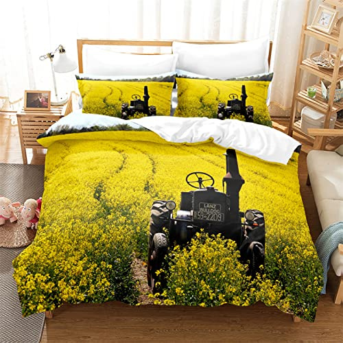 okoikfc Housse de Couette 220x240 Impression 3D Colza Jaune Parure de Lit 2 Personnes Imprimée 110gsm Microfibre 2 Taies d'oreiller 65x65 cm avec Fermeture éclair