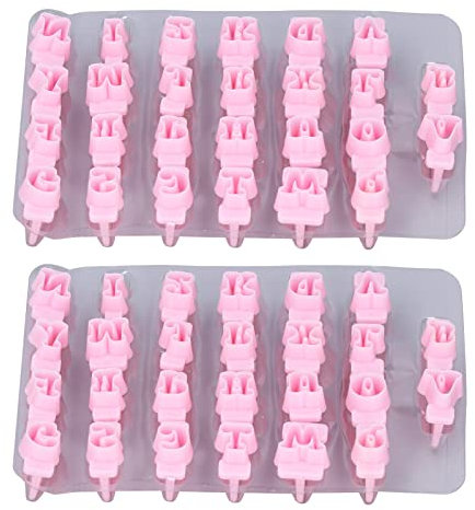 Tyenaza 2 Schachteln englische Buchstabenformen, Silikon-Kuchenform, rosa englische Buchstaben-Plätzchenform, Fondant-Druck, Stempelform, geeignet zum Kochen, Kuchendekoration