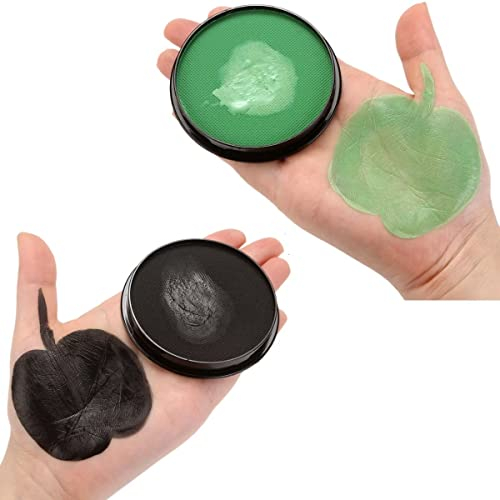 KARLOR Gesichtsfarbe 30gx2 Aqua Make-up Profi Schminke Facepainting Body Paint, wasserbasis professionell Theaterschminke Erwachsene Makeup Halloween Karneval Fasching Cosplay(grün & schwarz)