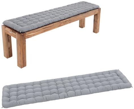 HAVE A SEAT Living - Bankauflage 140x40 cm - Bequeme Sitzauflage Bank, 5 cm Dick - Waschbar bis 95°C, Orthopädisch, Wetterfest - Made in Germany (140x40 cm, Hellgrau)