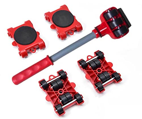 Kit Déplacement Meuble Lourd 200kg sans Effort, 5 en 1 avec roulettes Multidirectionnelles Lève-Meuble Hydraulique, pour Gros Objets, Protection Sols et Tapis Usage Domestique