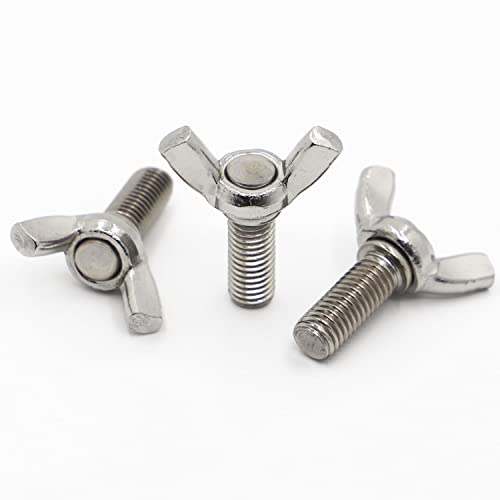 Muttern und Schrauben-Set, 1/5 Stück M3 M4 M5 M6 M8 M10 * L 304 A2-70 Edelstahl Schmetterlingsschraube Flügelschraube Länge 6-12 mm Flügelschraube Klaue Handschrauben DIN316 (Länge : 6 mm, Gewindedurc