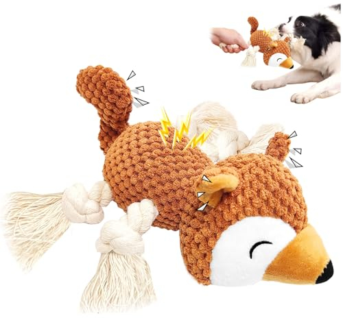 AEITPET Hundespielzeug, Langlebiges Plüschhundespielzeug mit Quietscher und Knisterpapier, Tauziehen Hunde Kuscheltier, Gefüllte Hundekauspielzeug für Welpen, Kleine, Mittlere und Große Hunde