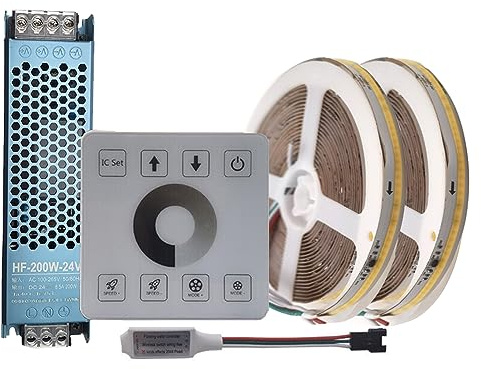Vrabocry Cob fließendes Wasser fließt LED-Streifen Licht ws2811 kaltweiß 24V Pferderennen sequentielles 10m lineare Beleuchtung LED-Band mit RF Touch Panel Controller 24V 200W Netzteil