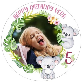 Tortenaufleger Muffin Aufleger Geburtstag Taufe Schule KOALA personalisiert mit Foto & Wunschtext - Fondant Oblate Dekorpapier