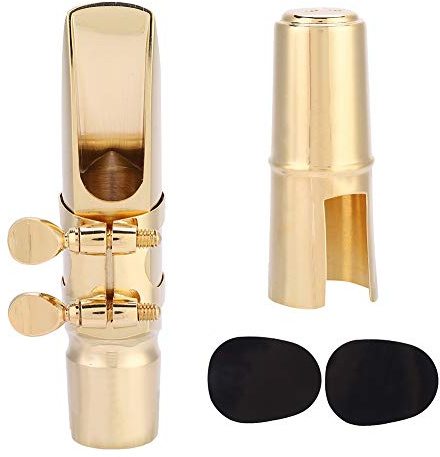 Saxophon-Mundstück, Eb-Sax-Mundstück, Saxophon 7C-Mundstück, Messing-Sax-Mundstück mit Kappenpolstern, Musikinstrumenten-Zubehör für Saxophon-Profis und Anfänger