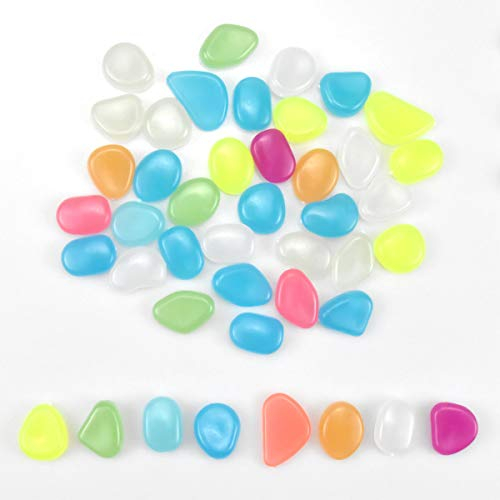 100 Ciottoli fosforescenti in resina, Pietre Luminosi, Pietre Luminose Colorate, Pietre Fluorescent, Ciottoli Fluorescenti, Sassi Luminosi da Giardino per Giardino, Sentieri, Acquario, Piscina