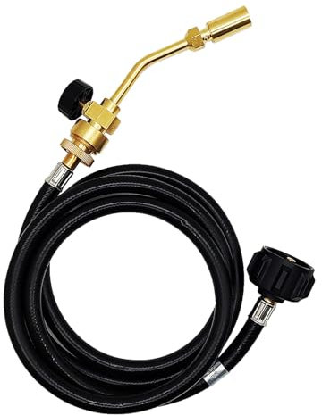 Firulab Schweißbrenner mit Schlauch,Brennerkopf mit Schlauch - Tragbare Taschenlampe mit Brennerschlauch | Einstellbare Flammenkontrolle, Lötbrenner aus massivem Messing zum Weichlöten, Hartlöten