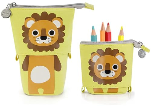 Hillylolly Estuche Escolar, Estuche Gatos, Estuche para Niñas y Adolescentes, Tela Vertical, Plegable, Gran Capacidad, Adecuado para Regalos a Estudiantes (León)
