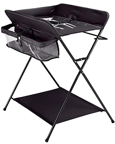 KEESUNG Mobiler Wickeltisch, Klappbar Wickelkommode Baby Wickeltisch Wickelkombi Wickelauflage Baby Changing Table mit Sicherheitsgurt, Schwarz