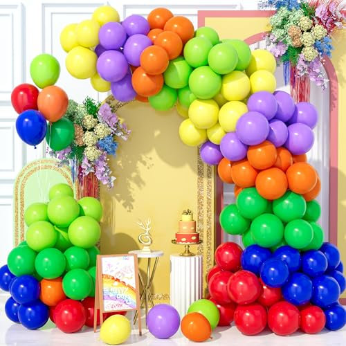 Teselife 143 Pezzi Kit Arco Palloncini Arcobaleno, Kit Ghirlanda Palloncini in Lattice Colori Assortiti Genere Multicolor per Compleanno Baby Shower Matrimonio Anniversario Carnevale Feste Decor