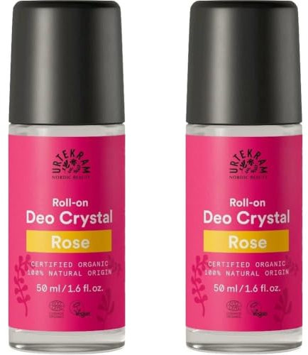 Urtekram Organic Rose Crystal Roll on Deodorant, floral, 50 ml (Pack of 2)