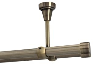 HDTL Gardinenstange Vorhangstange 19/19mm 2-läufig Deckenmontage Messing Antik 200 cm Zoya
