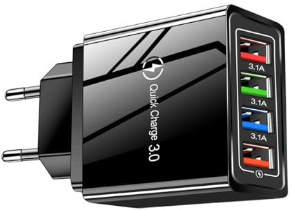 Chargeur téléphone Portable - Chargeur de Charge Rapide, Chargeur Mural 4X Plus Rapide | Adaptateur USB, capacité de Charge Multi-appareils, Chargeur Quatre appareils à la Fois pour Smartphones
