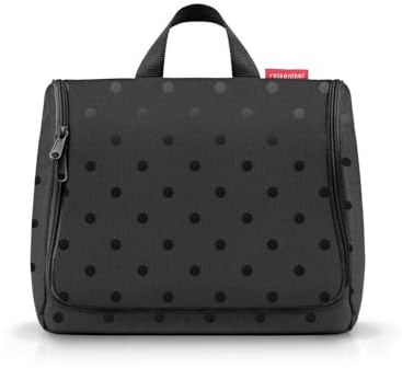 reisenthel toiletbag XL Glossy dots Black - praktischer Kulturbeutel mit Haken, wasserabweisendes Material