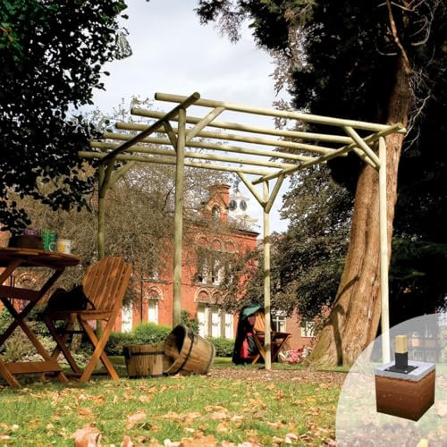 eDecks Rustic Rose Wooden Garden Pergola - W 2250mm x D 2250mm - With Bolt Down Anchors (2.25m) - Pressure Treated Timber Pergola for Garden Walkways, Patios & Outdoor Landscaping