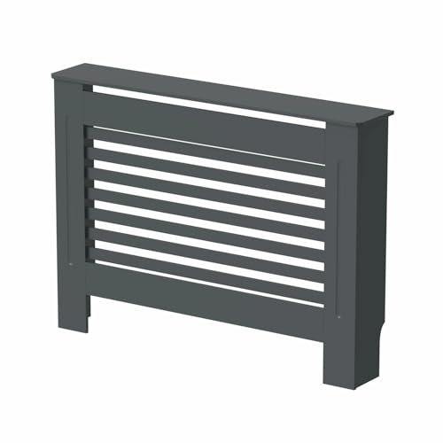 RADIANT LIVING® Horizontal Slats Pattern Radiator Cover Modern Anthracite Grey Painted MDF Living Room Cabinet for Radiators, Medium (H: 81.5 / W: 112 / D: 19cm)