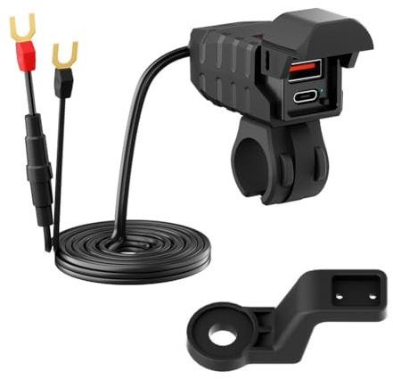 Bnnlqpsttg Cargador USB QC3.0 para motocicleta, impermeable, puerto PD3.0, adaptador de cargador para manillar con voltímetro y accesorios.