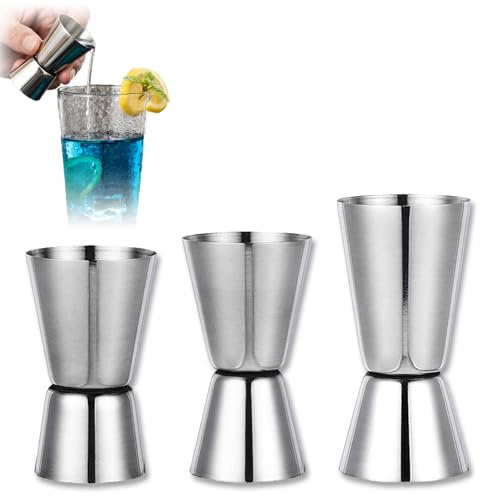 Doseur Cocktail, 3 Pièces Verre Doseur Cocktail,Double Doseur Alcool,Ensemble De Jigger Cocktail pour Bar Fête Barman Professionnel (15/30 ML, 20/40 ML, 25/50 ML)