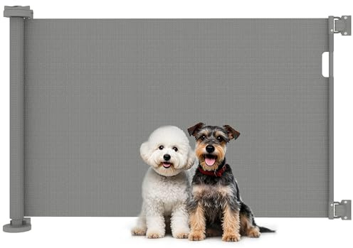 PawHut Barrera de Seguridad Retráctil para Perros Pequeños 0-136 cm Gris