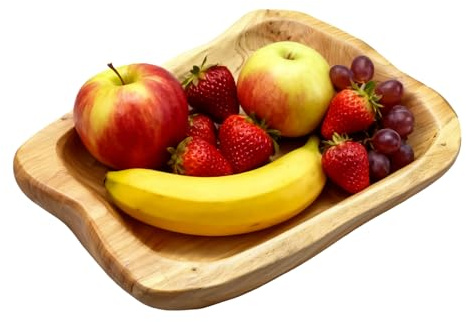 Leikurvo Obstschale aus Naturholz, Dekorative Salatschüssel Handgefertigte Holzschale Dekoschale Unregelmäßige Kreative Servierschale für Salate, Snacks, Obst, Schlüssel (21-30 cm)