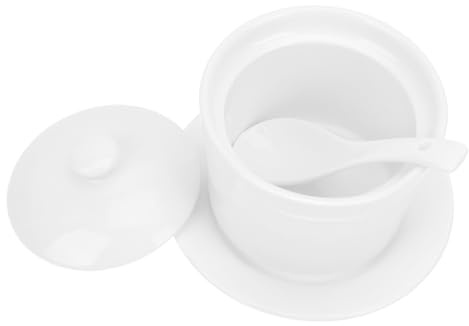 Cuenco de Cerámica para Guisar con Tapa, Sopa y Postres, Blanco
