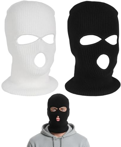 ZVBRSKM 2er Pack Sturmmaske, Schwarz und Weiß, Skimaske, Ski Maske, Sturmhaube, Balaclava, Winter Accessoire, Warme Sturmmaske, Bequem Und Atmungsaktiv