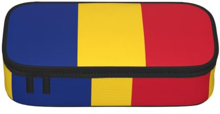 CHAbu Flag of Romania Pencil Case Stationery Storage Pouch Portable School Office Travel Makeup