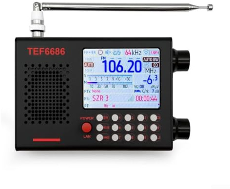 Radio portátil de onda corta, TEF6686 de banda completa para receptor dsp, USB-C de 5000 mAh para viajes de camping