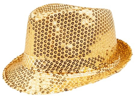 Boland - Pailletten Hut, Unisex, Disco Outfit, Accessoire, Karneval, Kostüm, Themenparty, Mottoparty, Gold